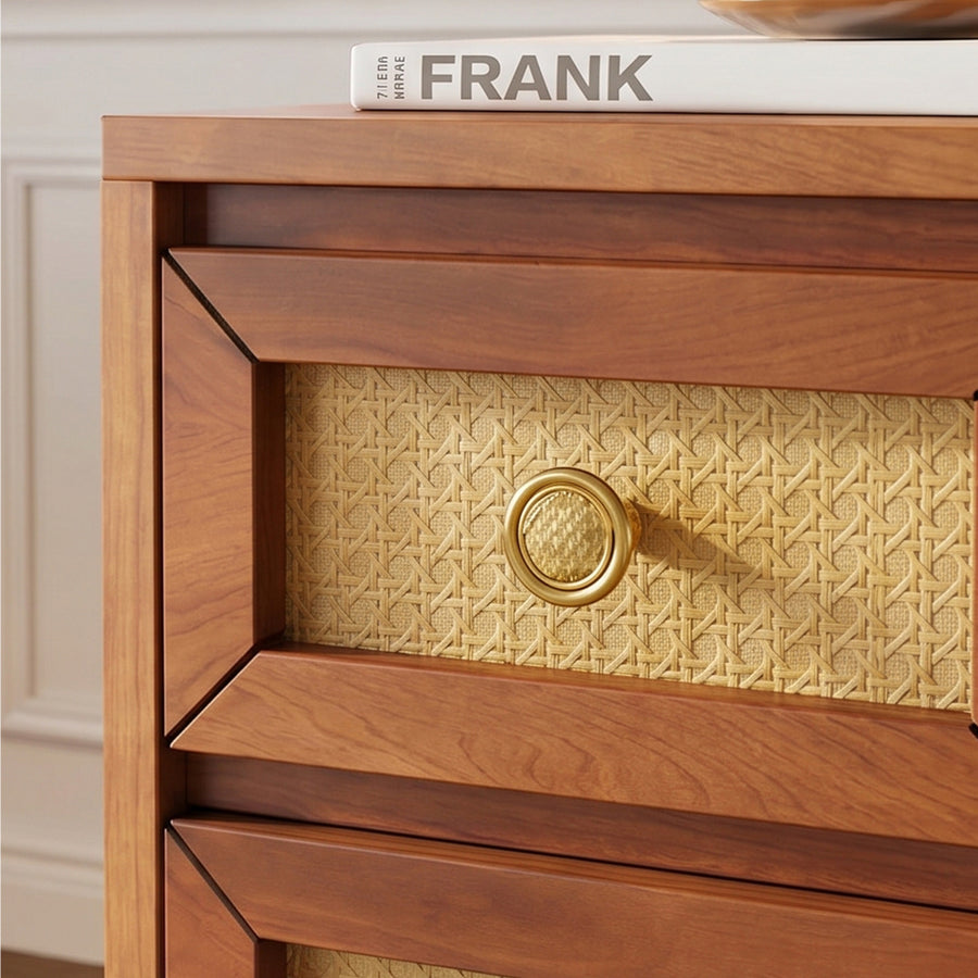 Oliver Rattan Side Table，Bedside Table, Solid Wood