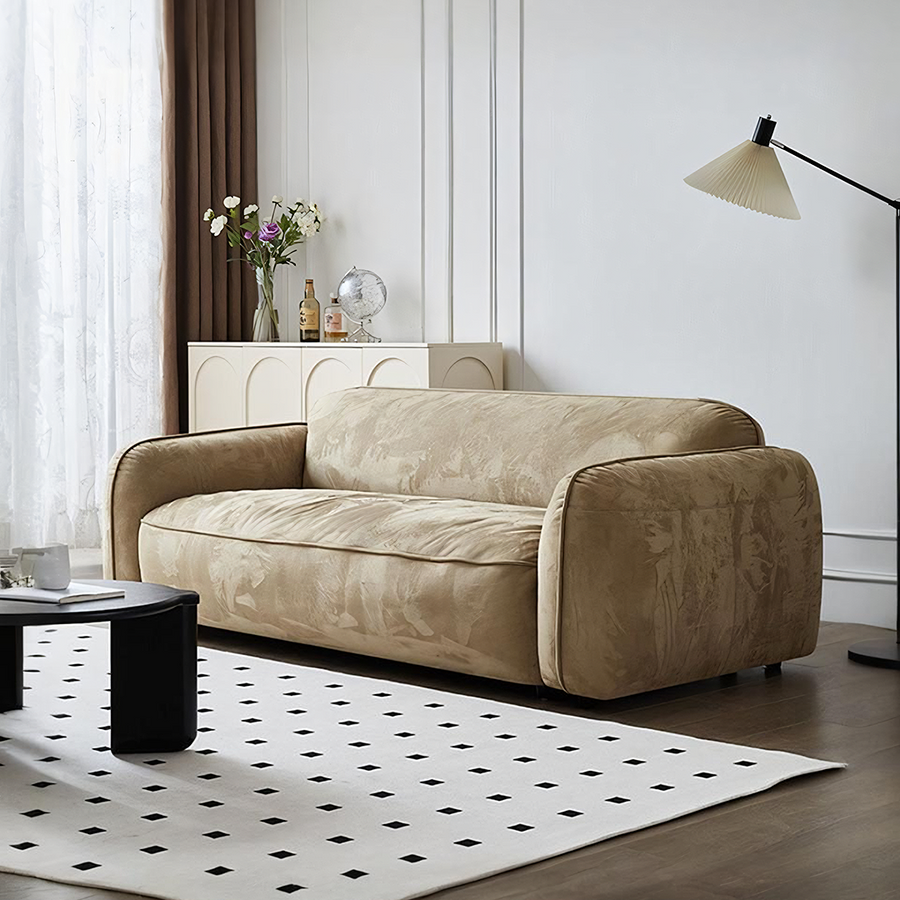Ollie Two Seater Mini Sofa, Velvet for modern UK living room