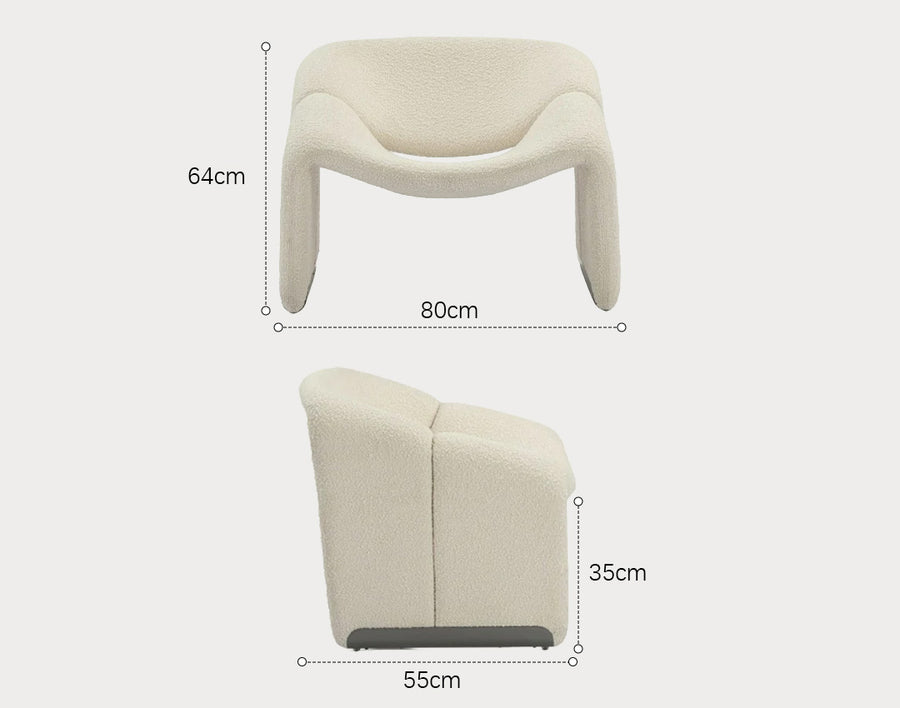 Onda Armchair, White Boucle - for living room