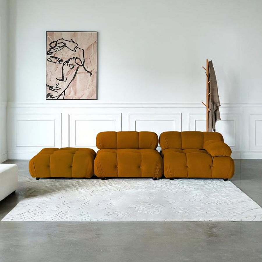 Orange B&B Camaleonda Style Sofa, Two Seater, Three Seater, Two Seater Corner Sofa, Velvet for modern UK living room