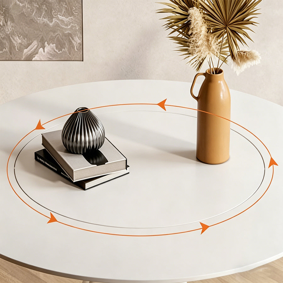 Ozzie Round Dining Table front view as a marble dining table