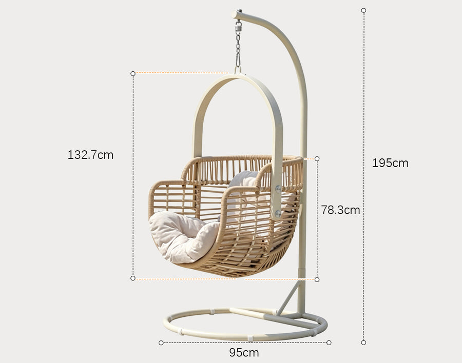 Paloma Rattan Garden Hanging Egg Chair with Stand, Indoor/ Outdoor Furniture styled for lounge chair