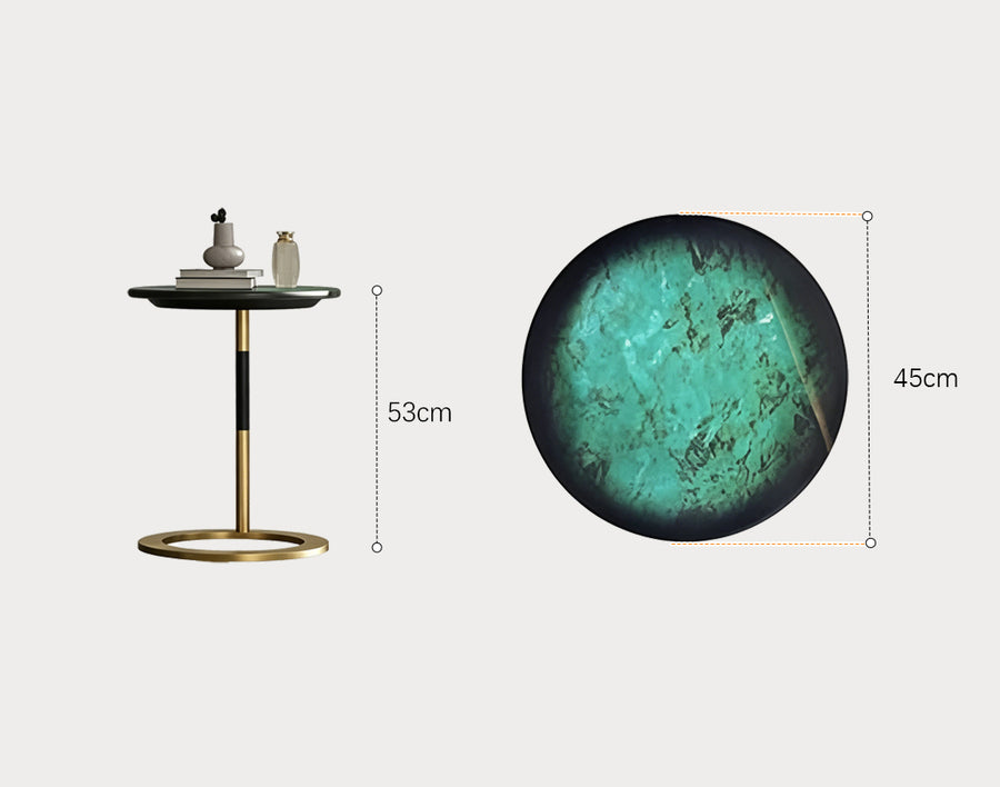 Pearce Side Table, Stainless Steel & Ceramic Stone