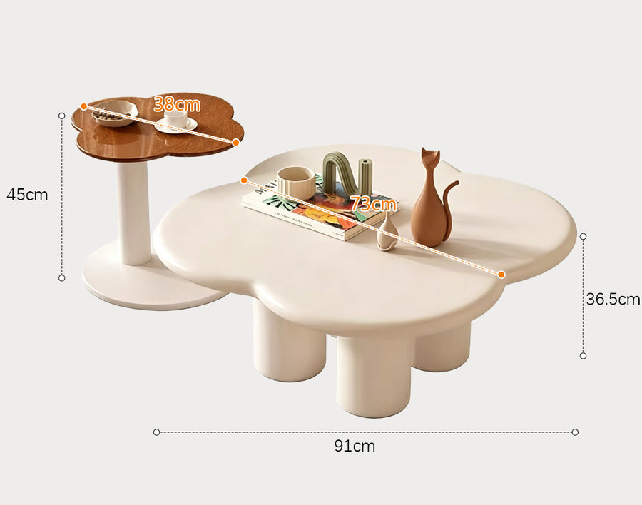 Persis Coffee Table Set, Cream & Tan