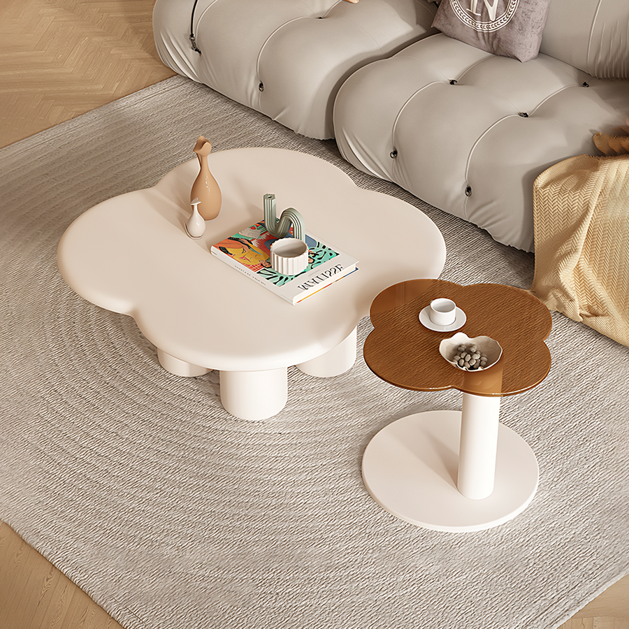 Persis Coffee Table Set, Cream & Tan - persis cream coffee table UK