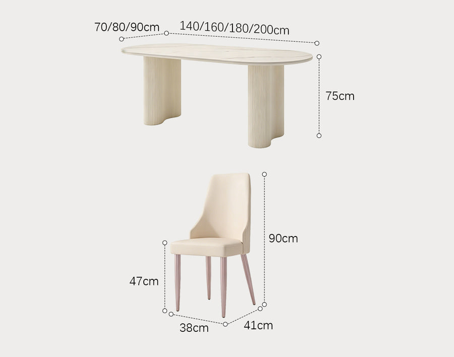 Peru Dining Table, Oval front view as a wooden dining table