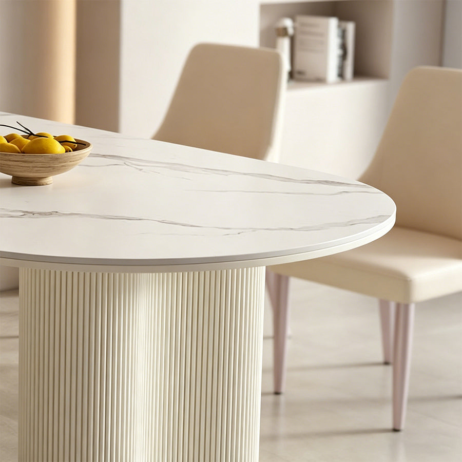 Peru Dining Table, Oval lifestyle view with ceramic extending dining table