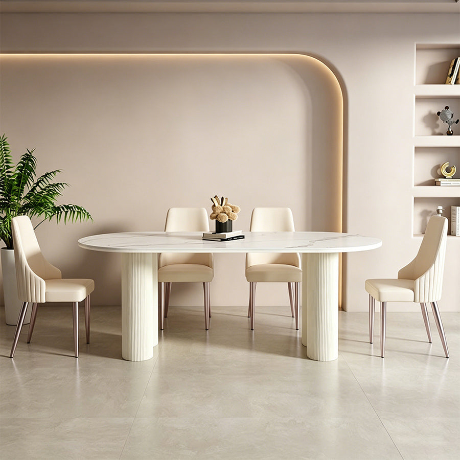 Peru Dining Table, Oval lifestyle view with white oval dining table
