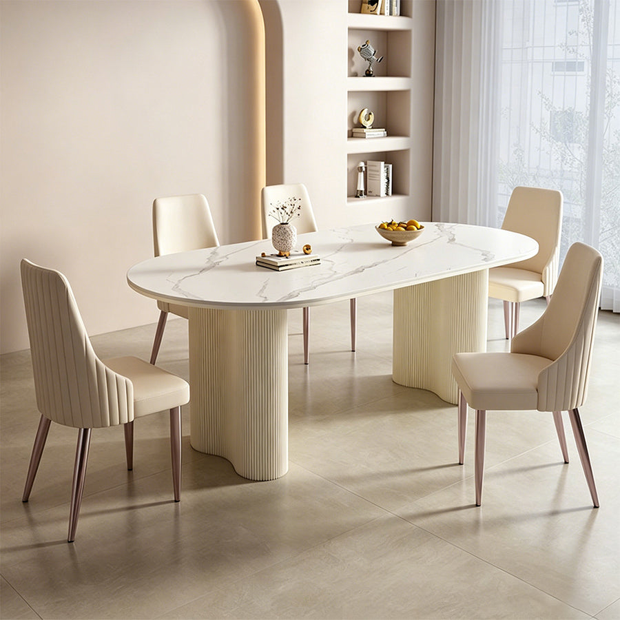 Peru Dining Table, Oval front view as a wooden dining table