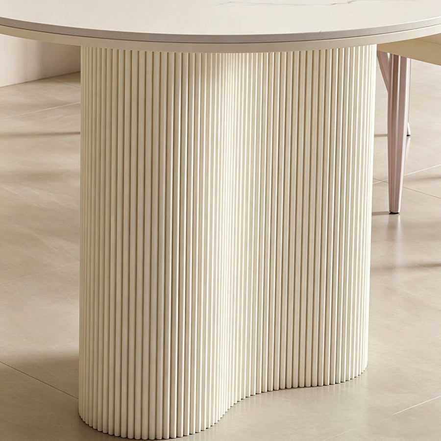 Peru Dining Table, Oval front view as a wooden dining table
