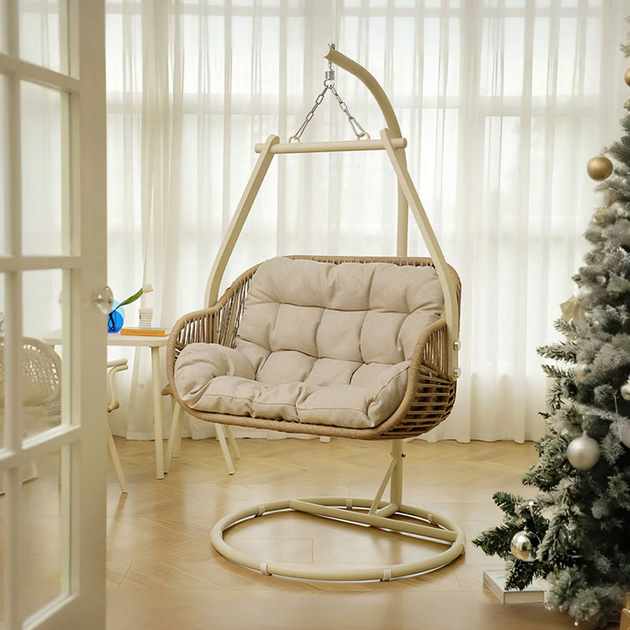 Phedra Rattan Garden Hanging Egg Chair with Stand, Indoor/ Outdoor Furniture - lounge chair UK