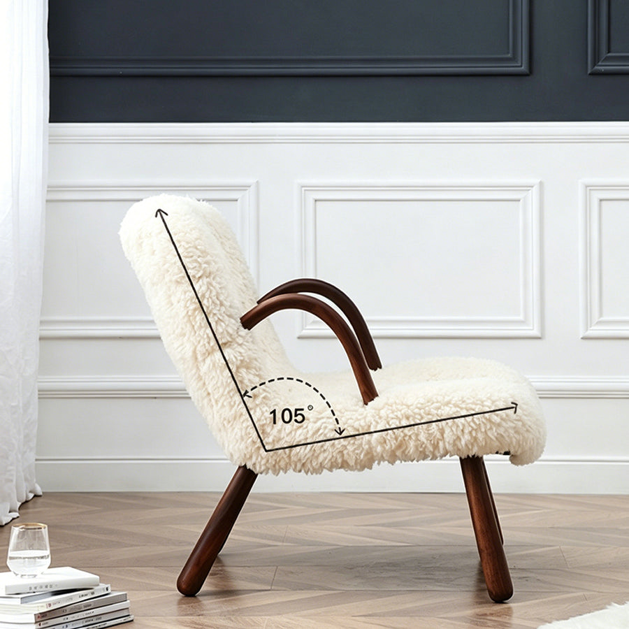 Philip Arc Sheepskin Armchair And Ottoman styled for for living room