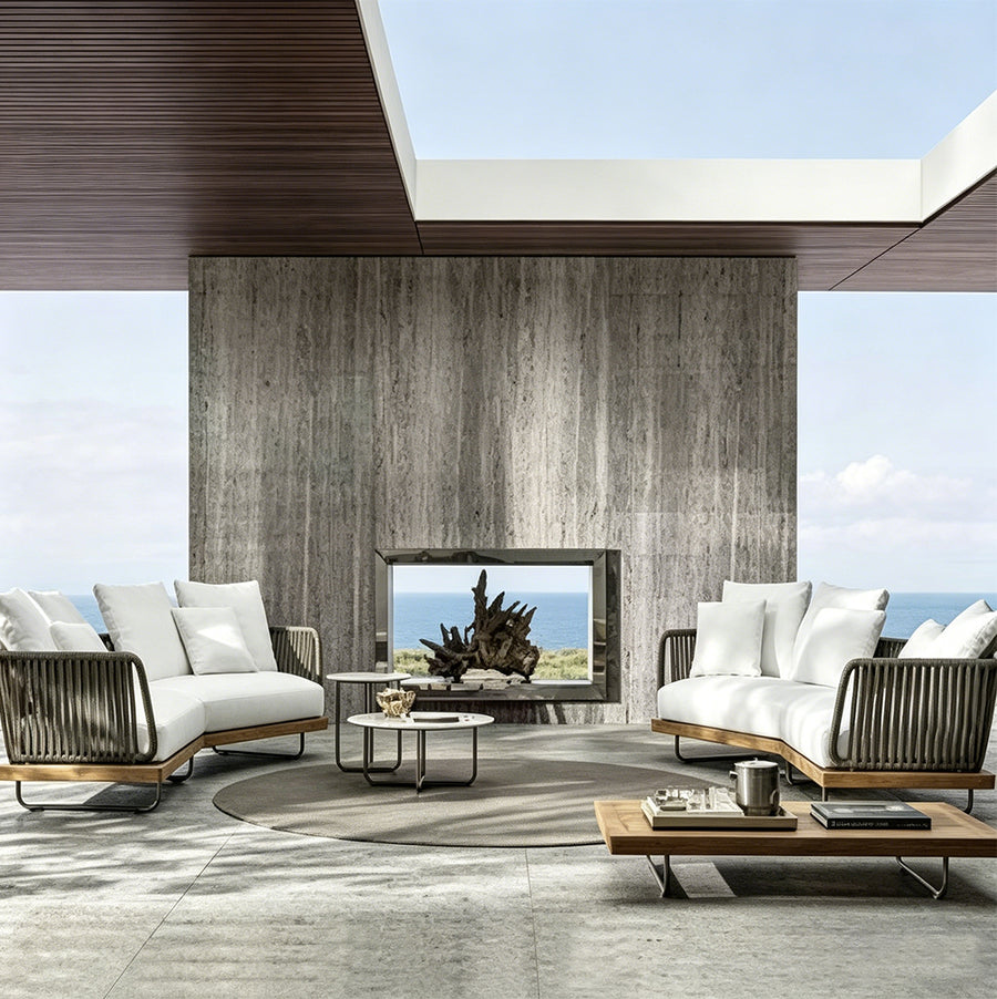 Phyllis Rattan Outdoor Sofa Set, Two Seater Sofa, Outdoor Furniture, Grey