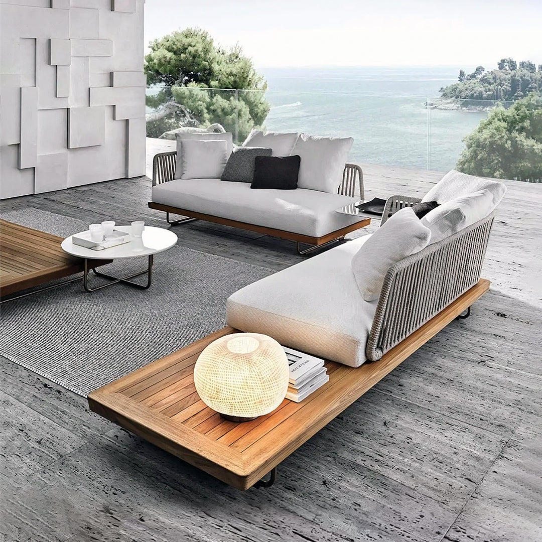 Phyllis Rattan Outdoor Sofa Set, Two Seater Sofa, Outdoor Furniture, Grey - garden sofa set UK