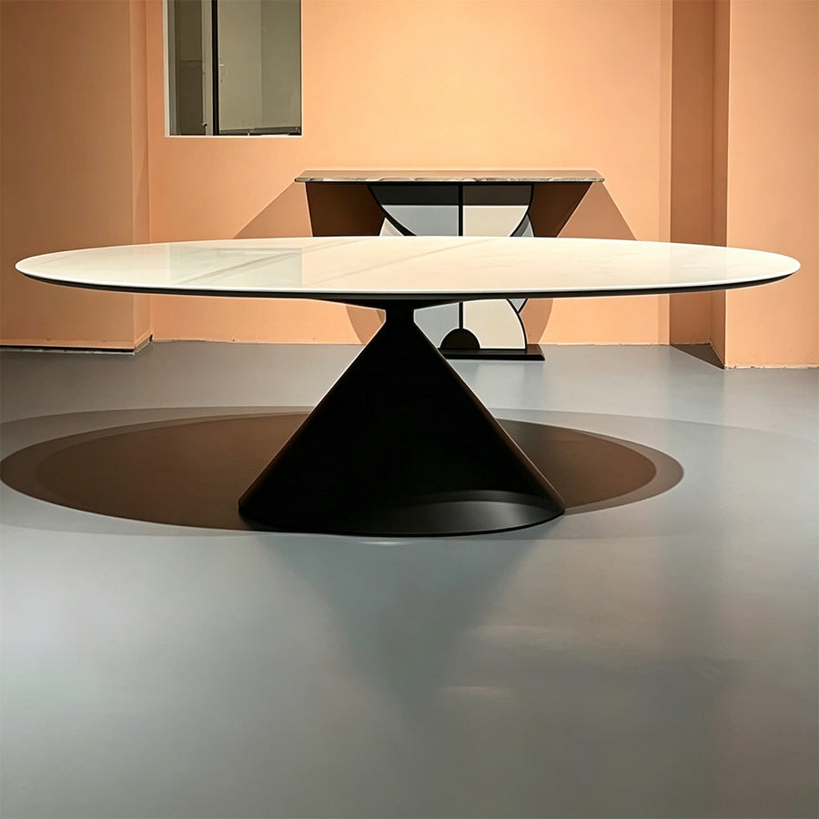 Pires Oval Dining Table lifestyle view with ceramic dining table extendable
