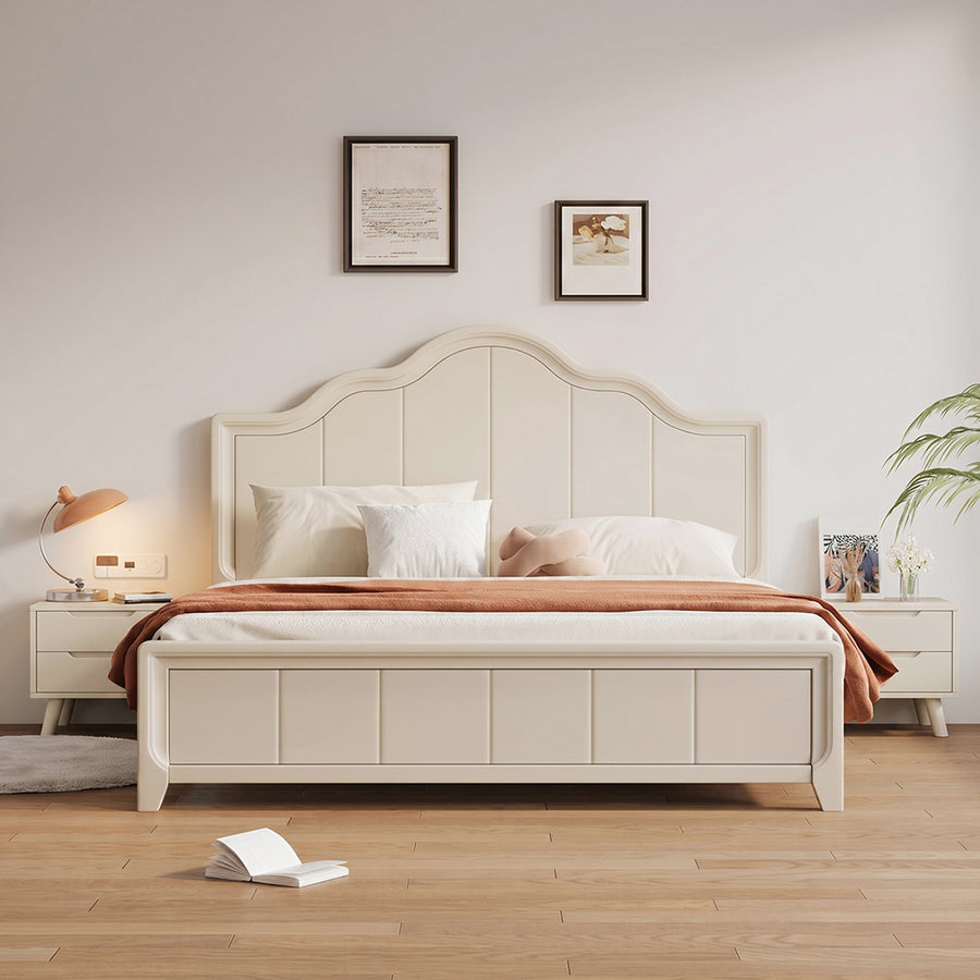 Agnes King Size / Super King Size Bed With Storage, Cream