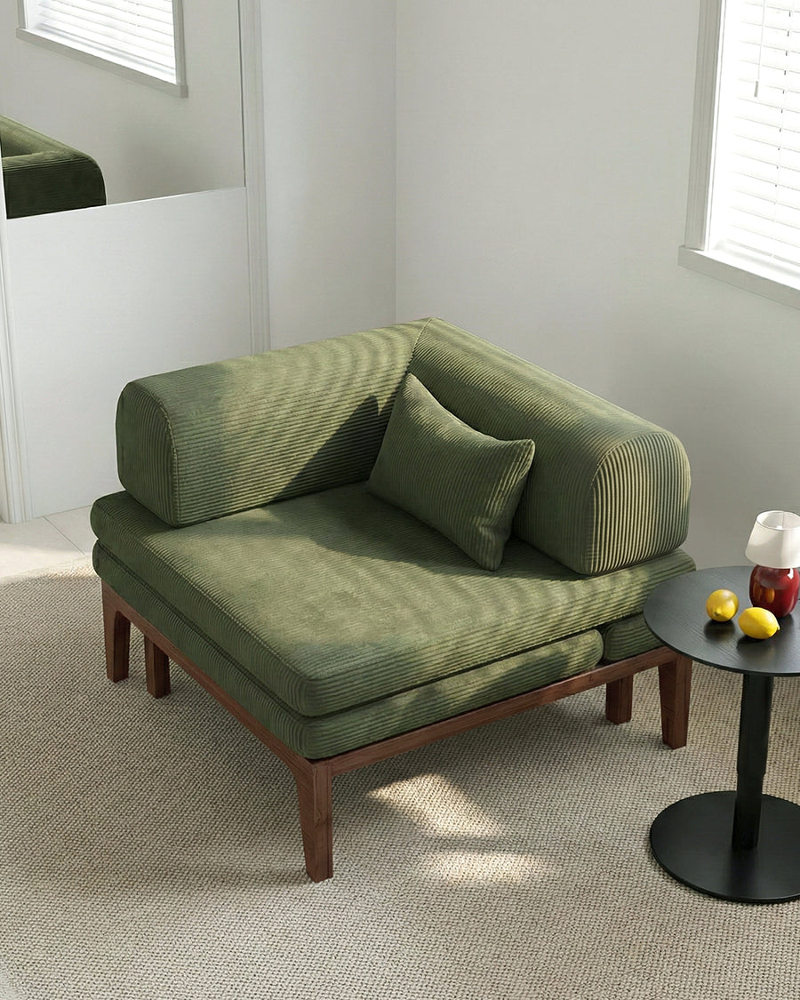 Al-Farsi Corner Sofa Bed, Single Sofa Chair, Corduroy