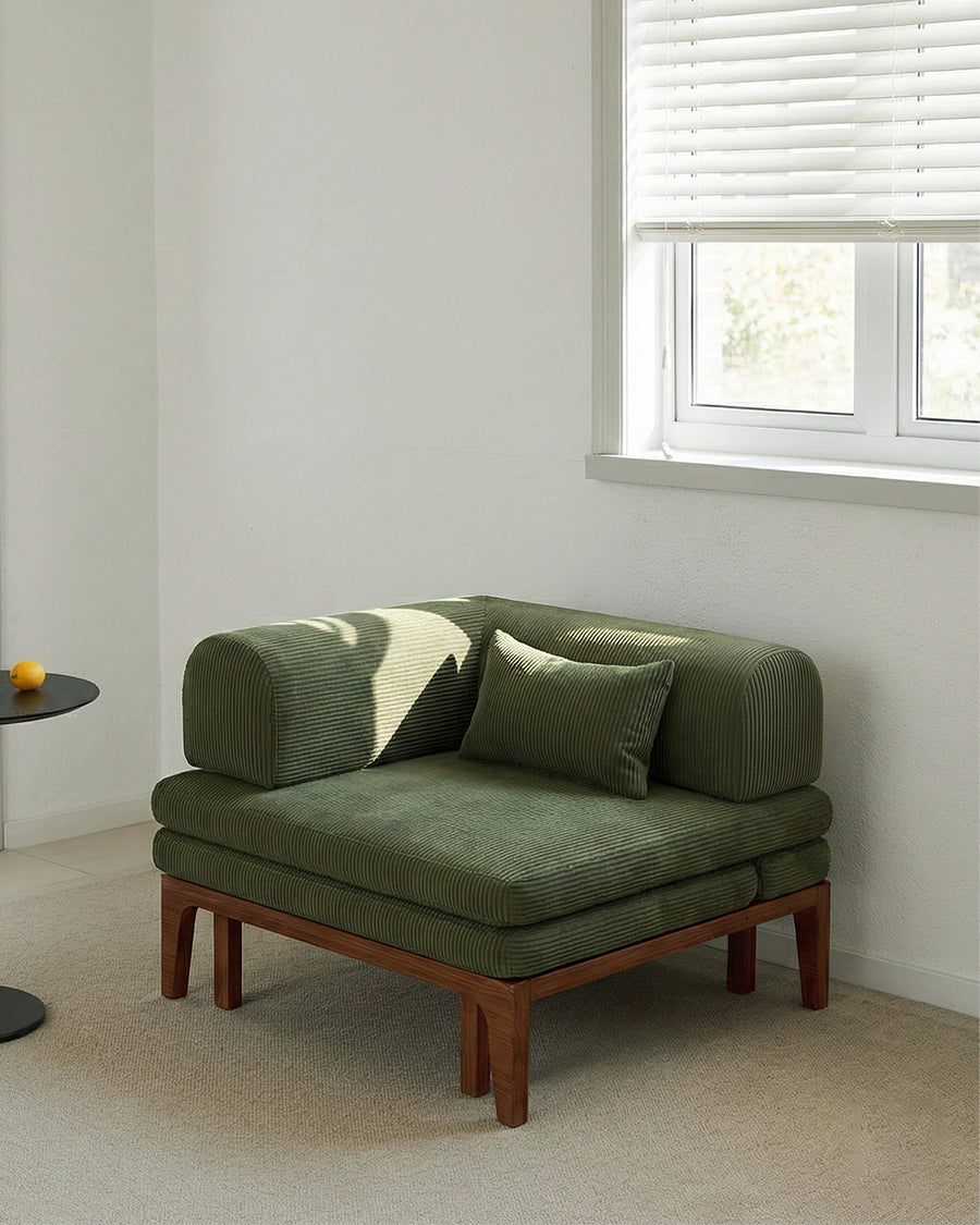 Al-Farsi Corner Sofa Bed, Single Sofa Chair, Corduroy
