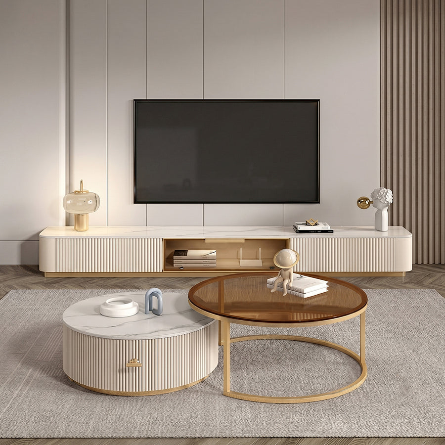 Anastasia TV Stand storage detail and media unit finish