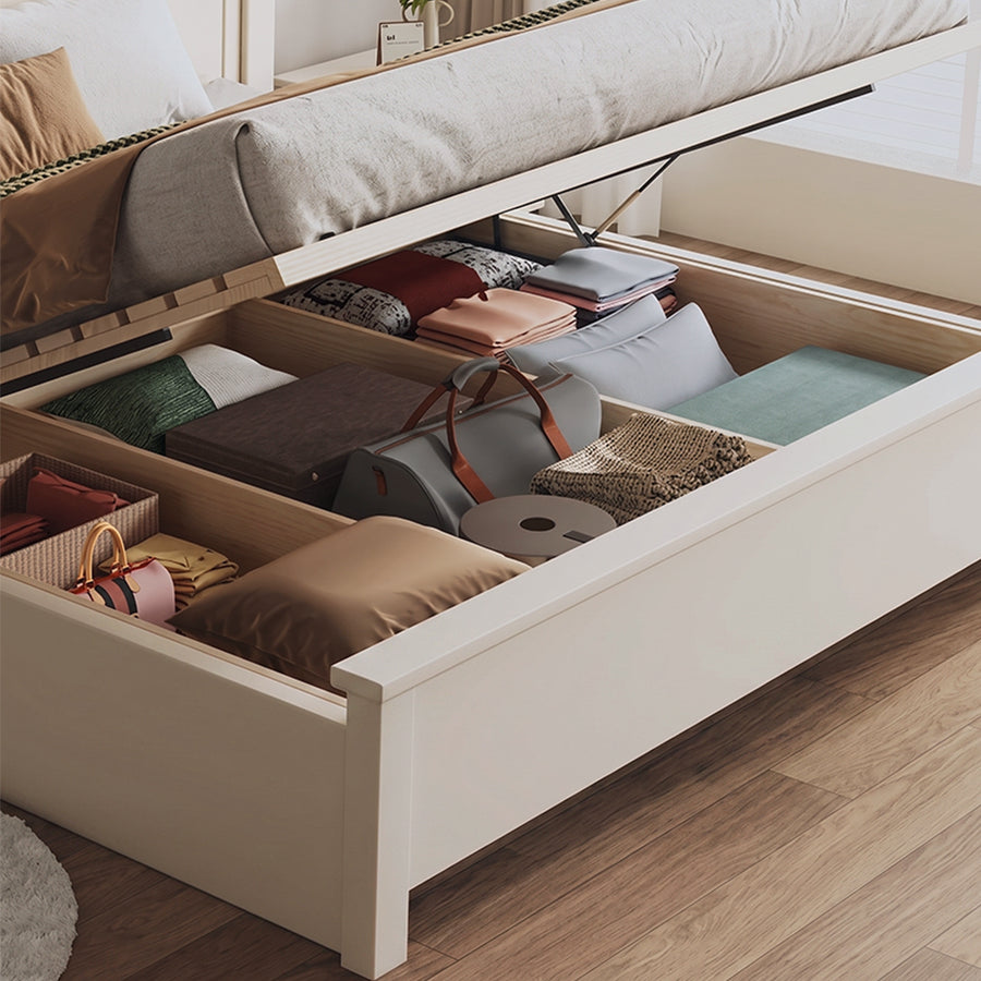 Andrea King Size / Super King Size Bed With Storage, Cream