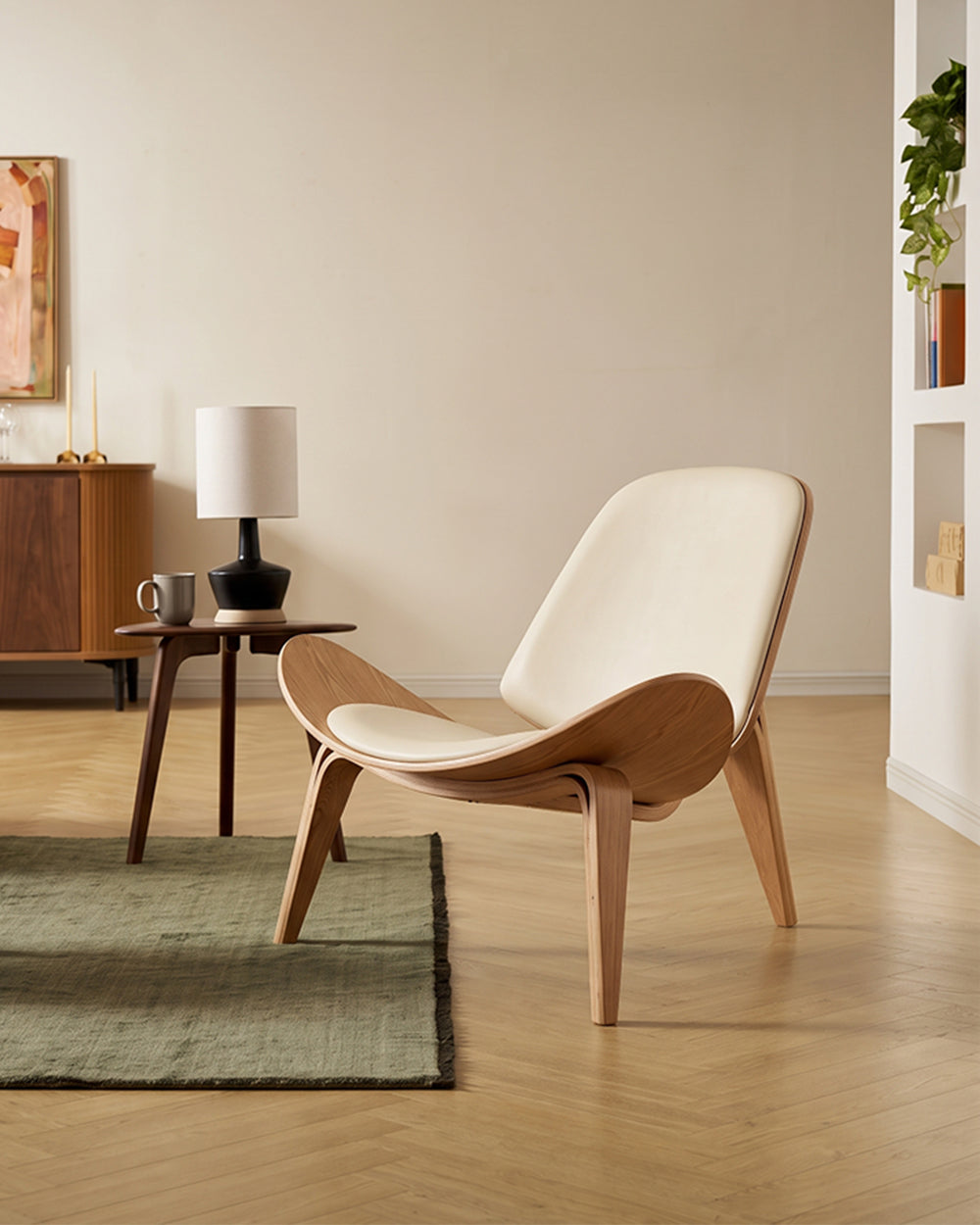 Hans Wegner CH07 Shell Chair, White & Oak