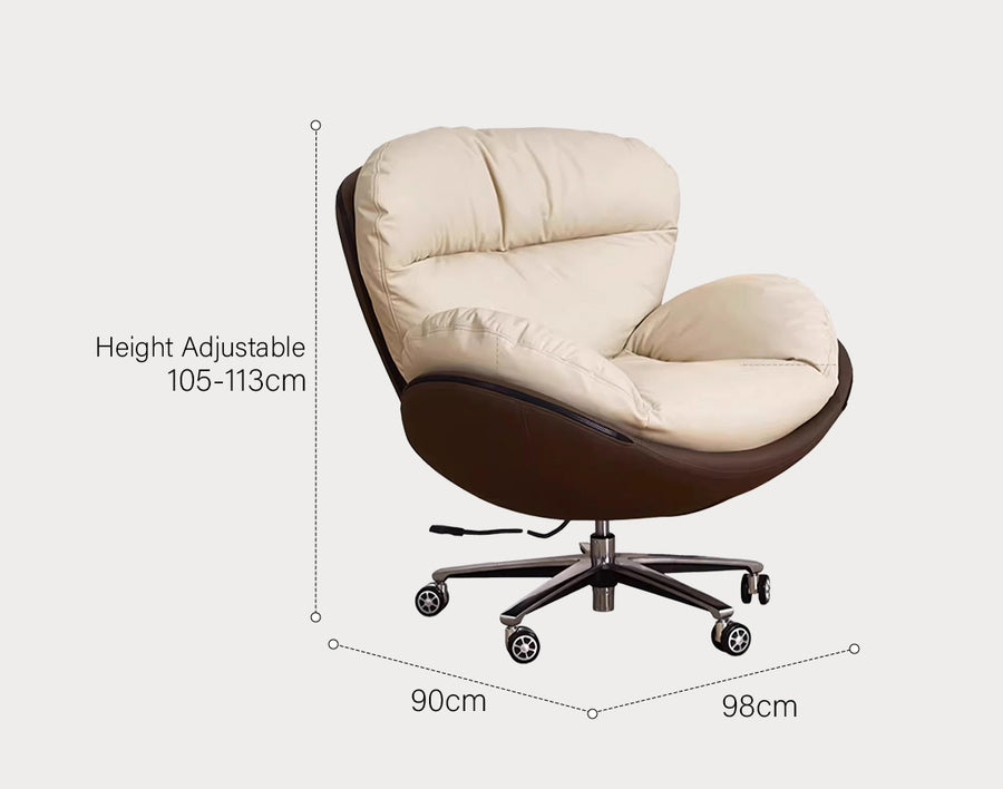 Calder Swivel Office Chair With Wheels, Leathaire