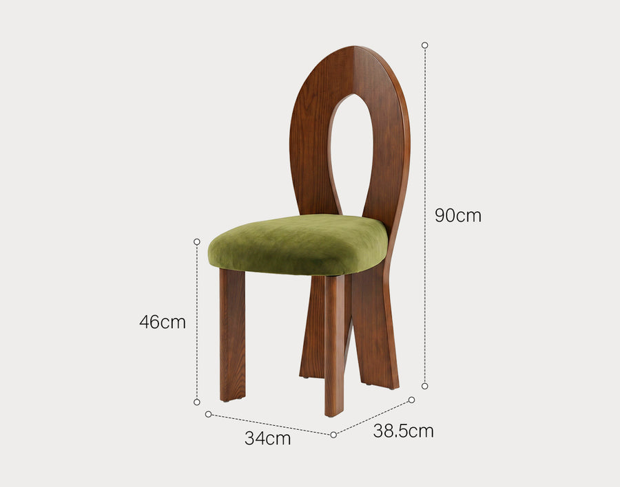 Caradoc Mermaid Dining Chair, Oak & Velvet