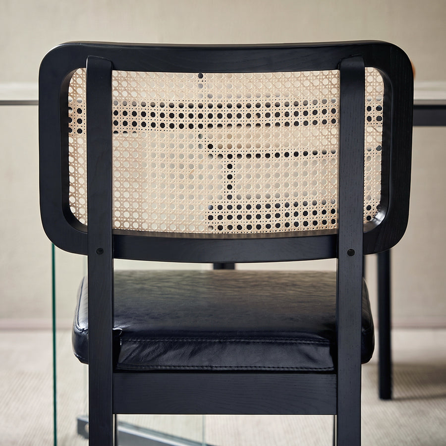 Cassie Black Dining Chair, Wood & Leather