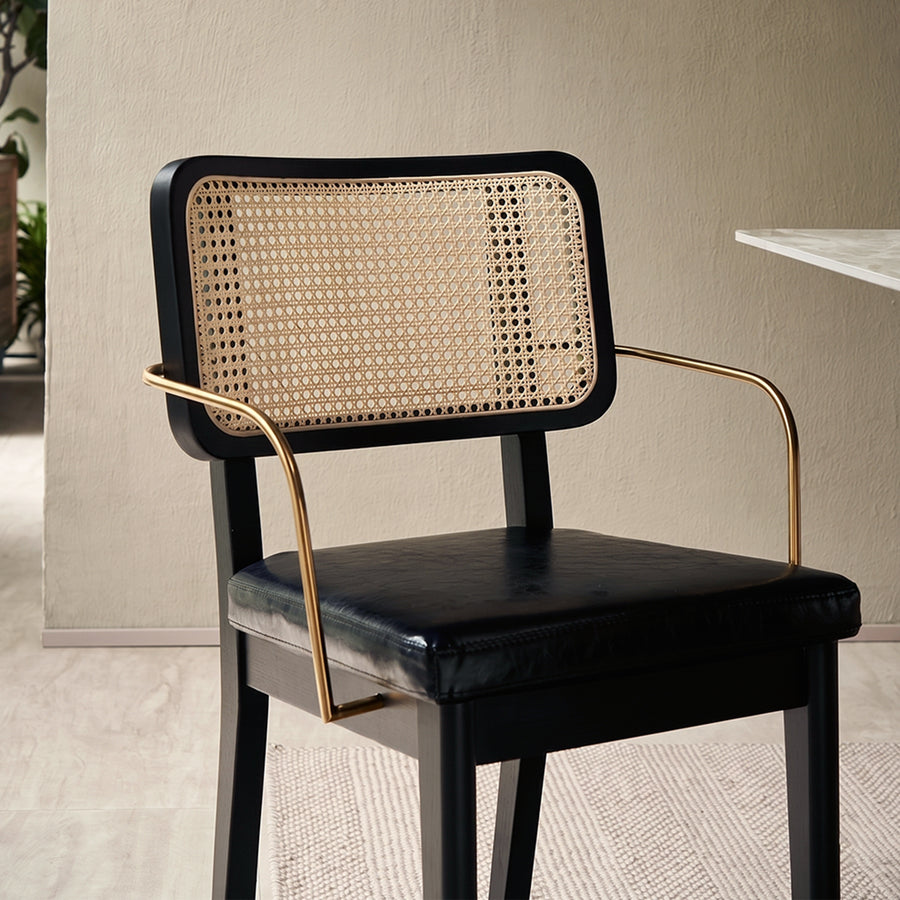 Cassie Black Dining Chair, Wood & Leather