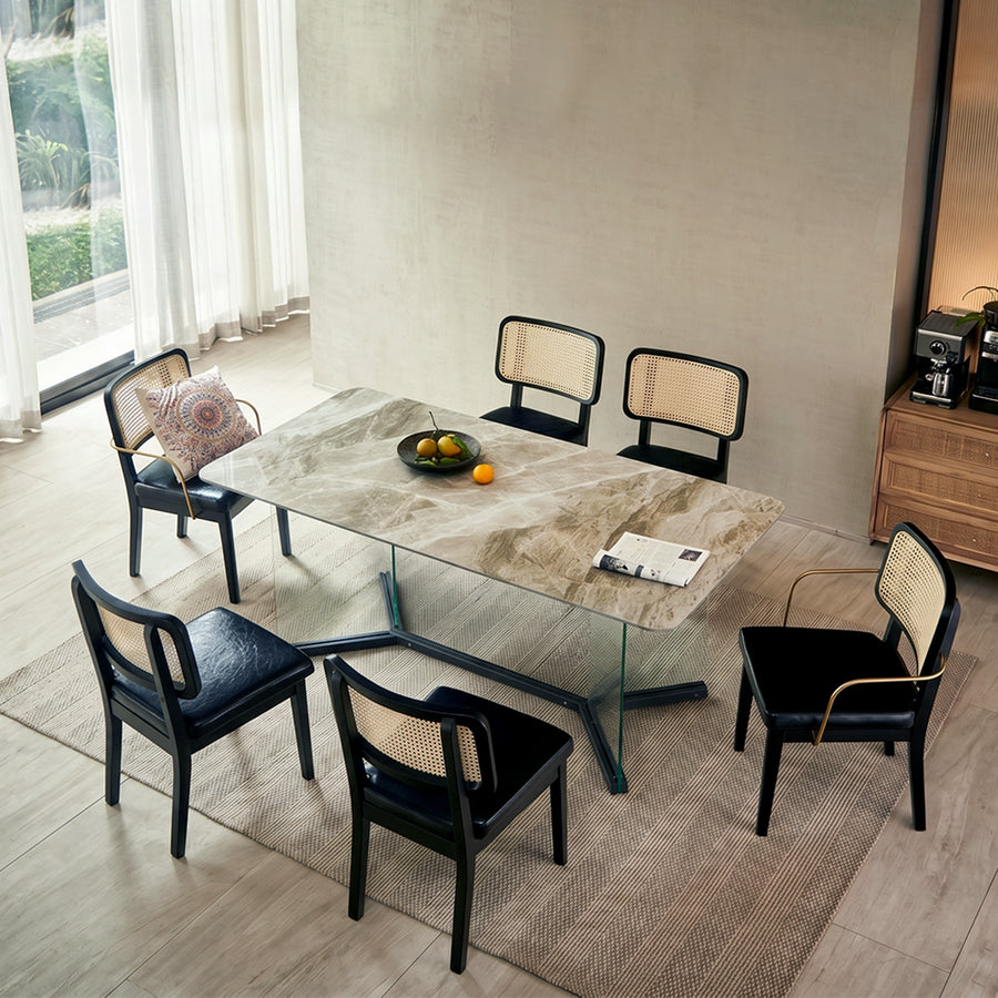 Cassie Black Dining Chair, Wood & Leather