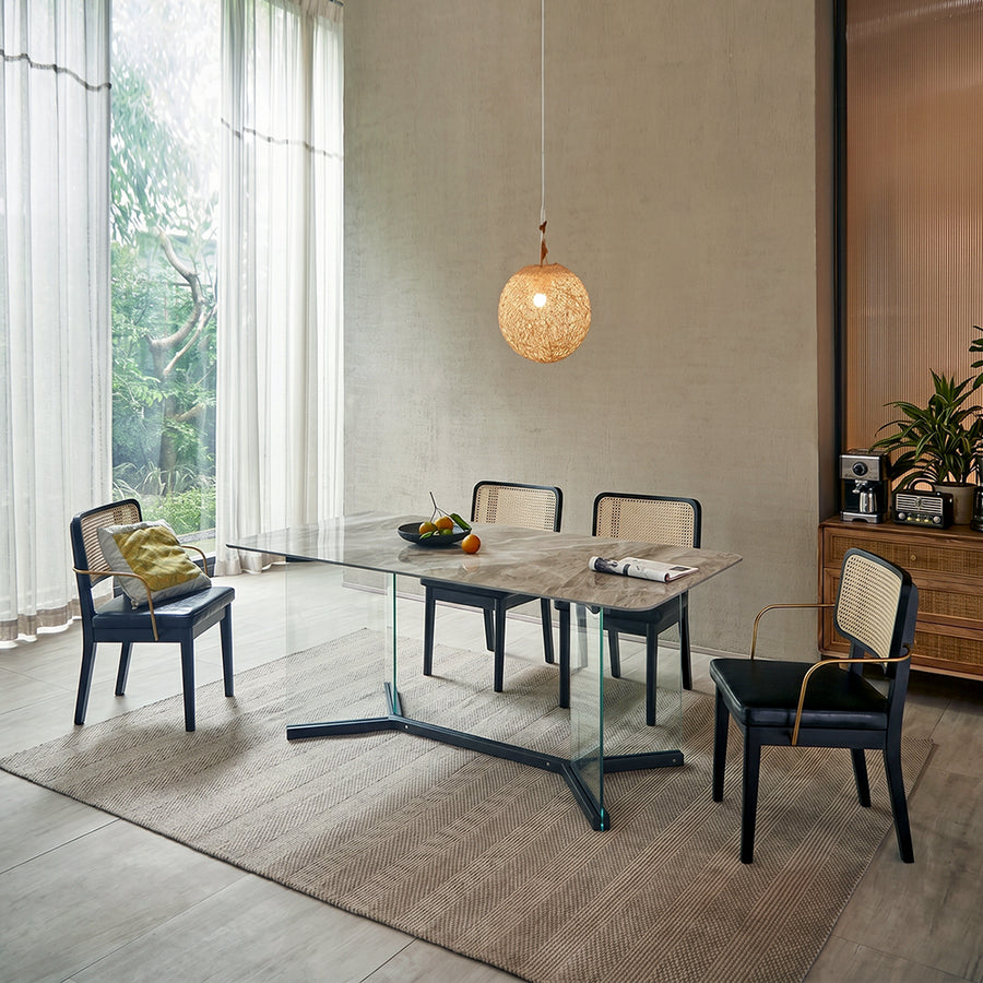 Cassie Black Dining Chair, Wood & Leather