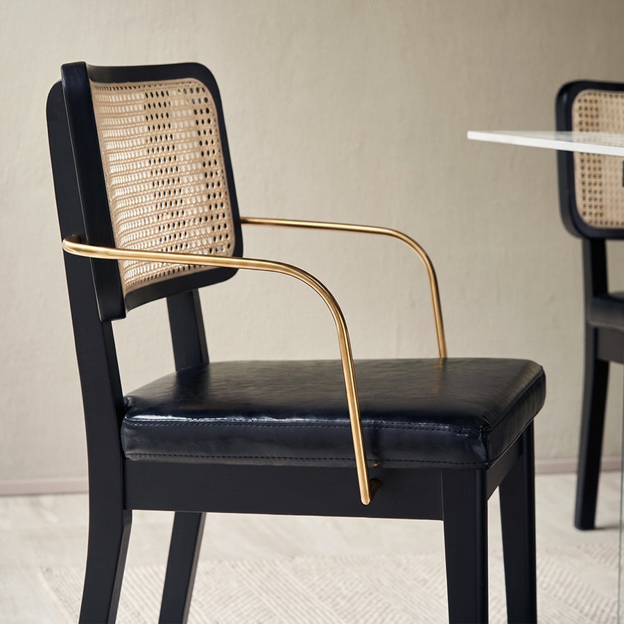 Cassie Black Dining Chair, Wood & Leather