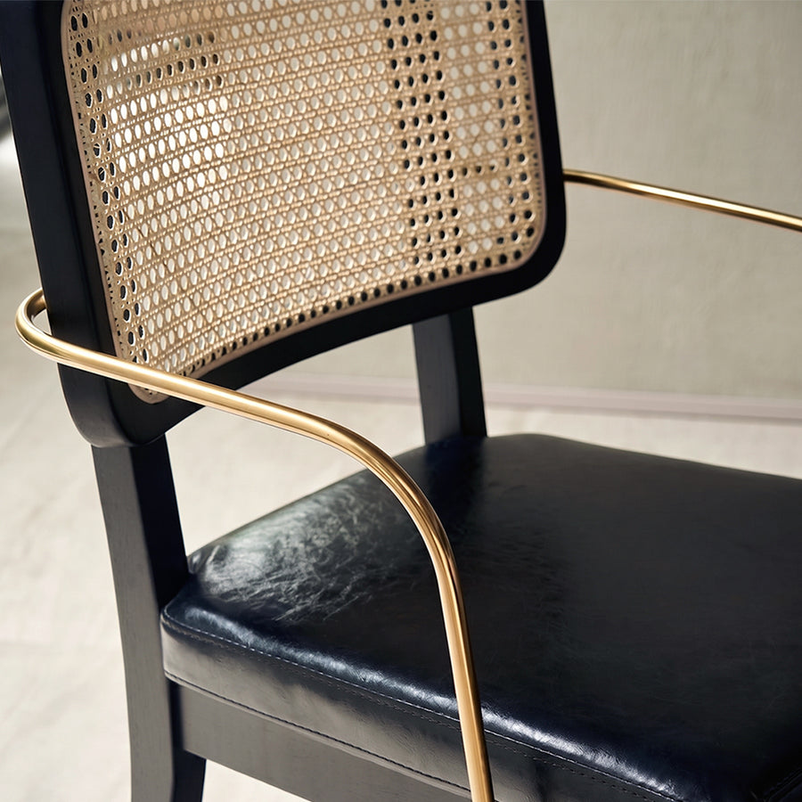 Cassie Black Dining Chair, Wood & Leather