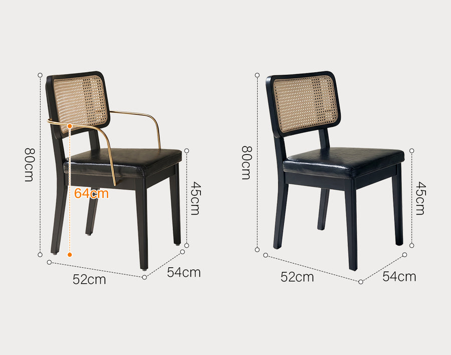 Cassie Black Dining Chair, Wood & Leather