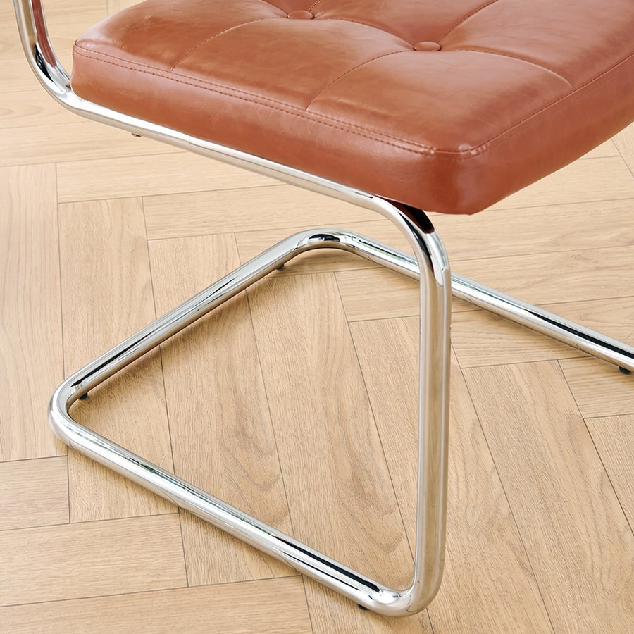 Chloe Rattan Dining Chair, Steel & Wood &  Leather
