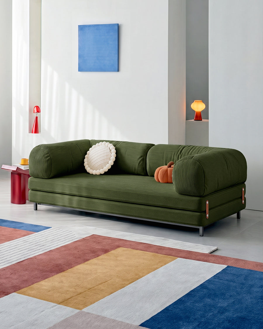 Choudhury Two Seater Sofa Bed, Backrest Washable, Corduroy