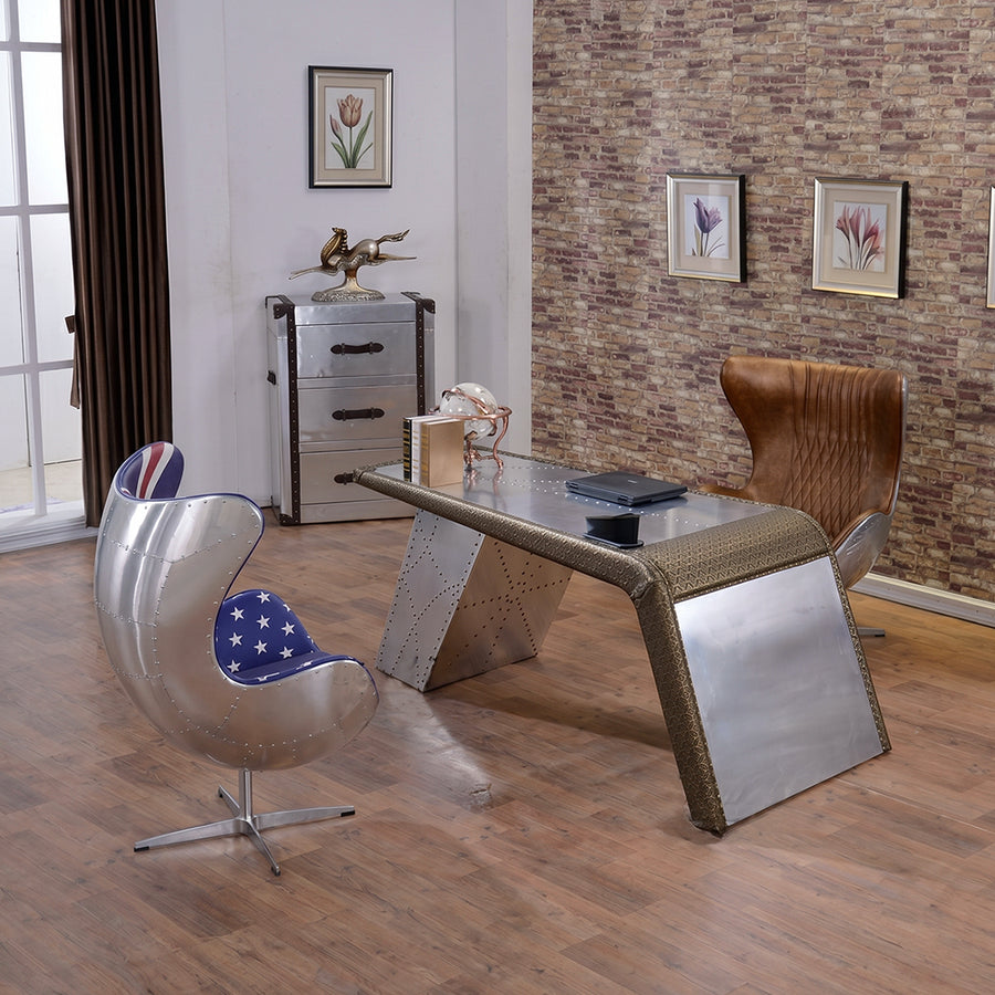 Fawkes Aviator Office Chair, Aluminium Shell