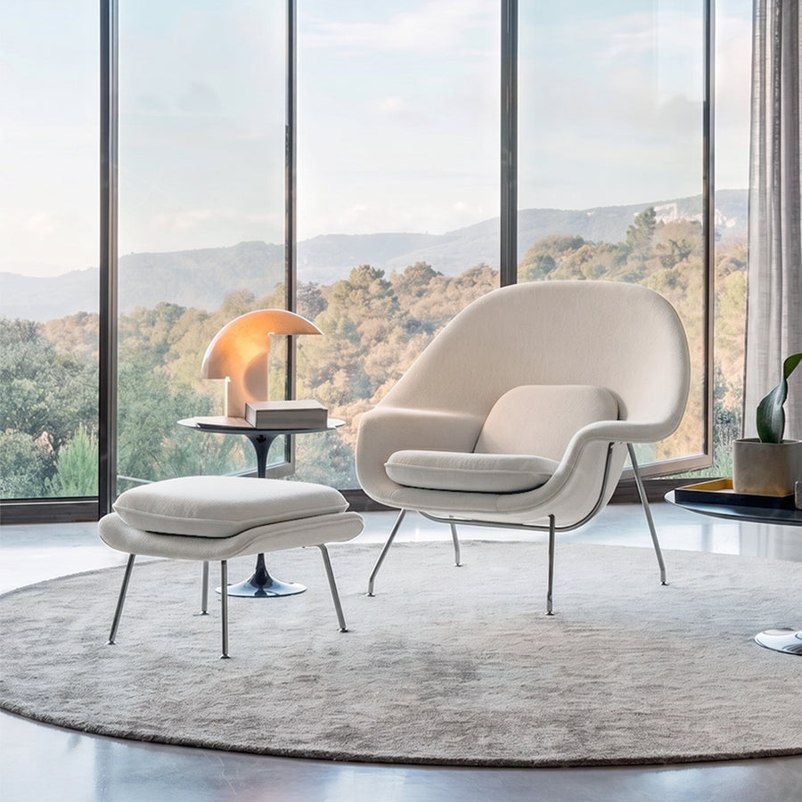 George Womb Chair And Footstool, Armchair