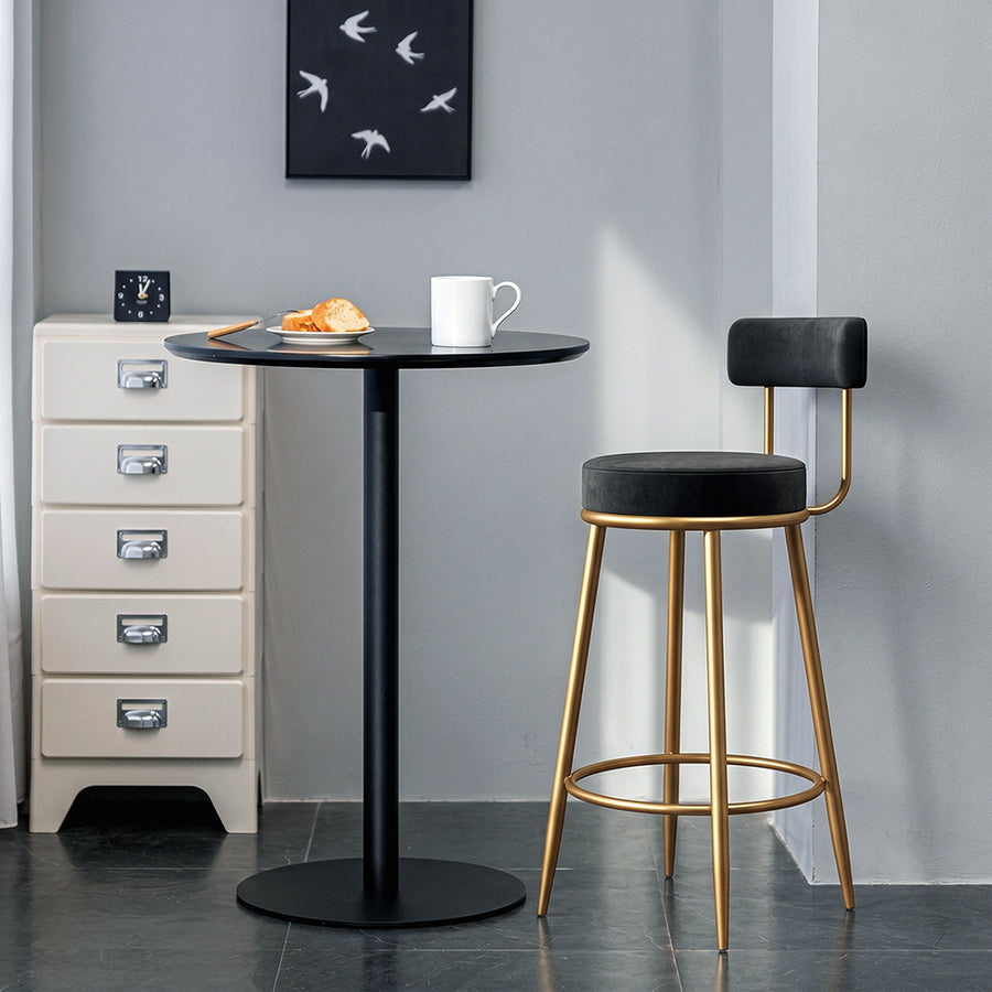 Gregary Bar Stool, Velvet, Gold Leg