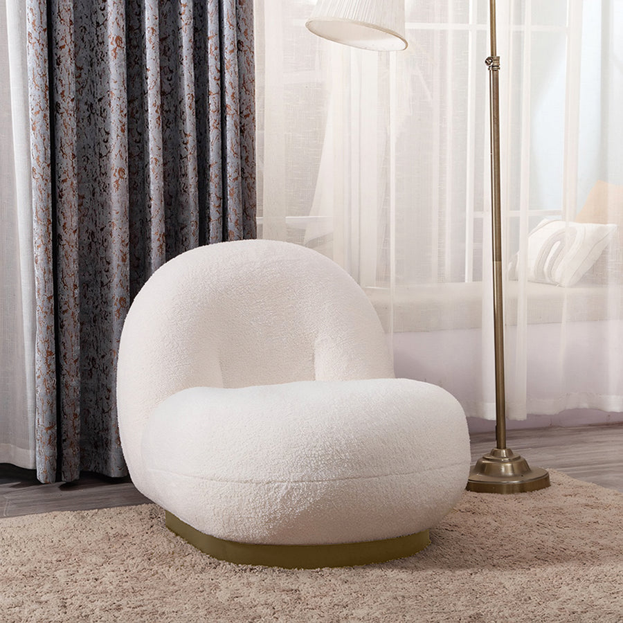 Gubi Pacha Chair, Accent Chair, Boucle With Gold Base
