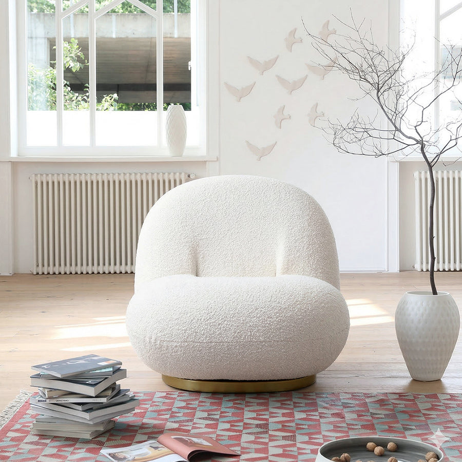 Gubi Pacha Chair, Accent Chair, Boucle With Gold Base
