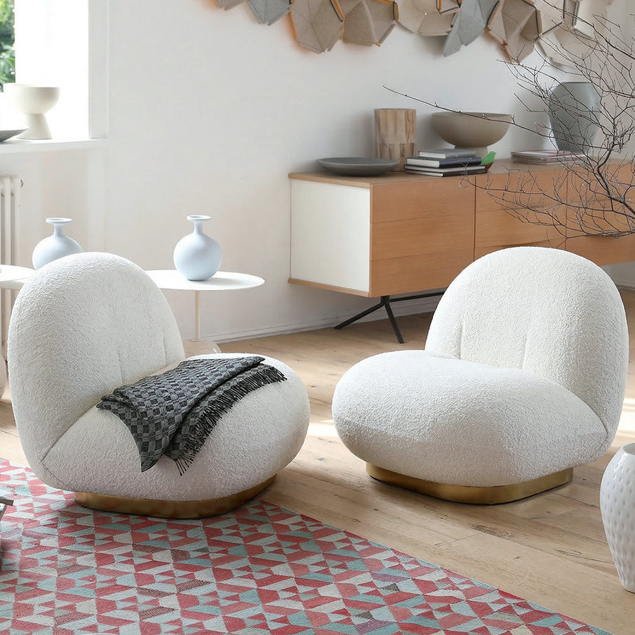 Gubi Pacha Chair, Accent Chair, Boucle With Gold Base