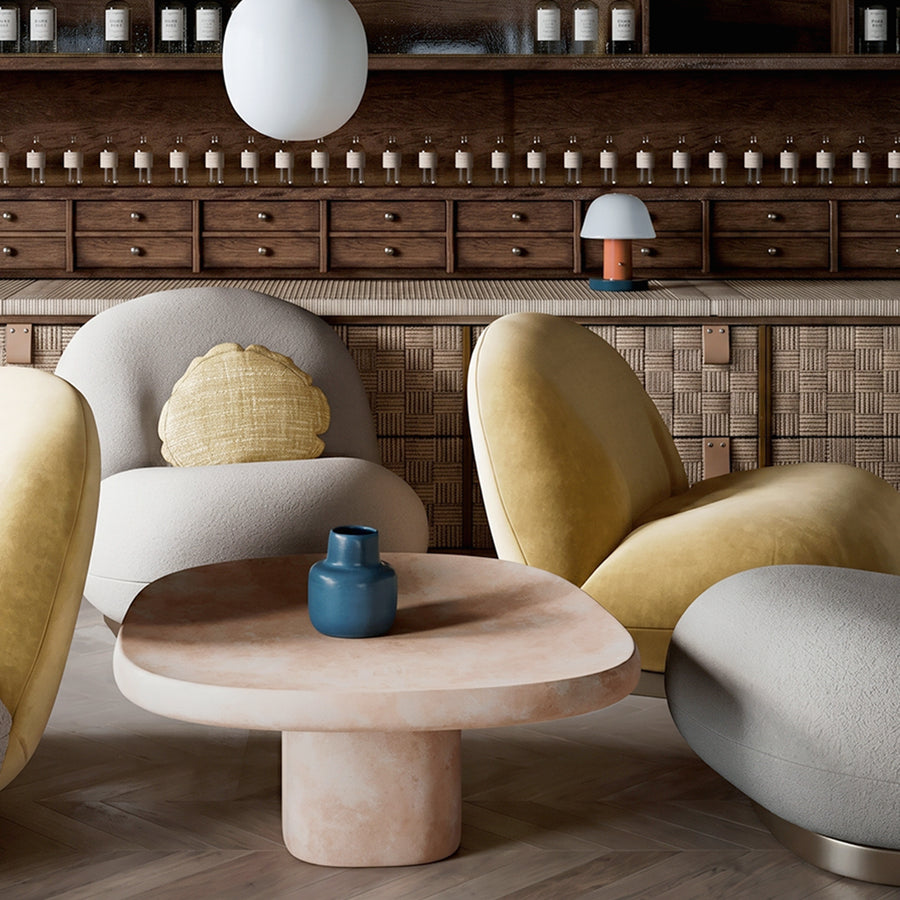 Gubi Pacha Chair, Accent Chair, Boucle With Gold Base