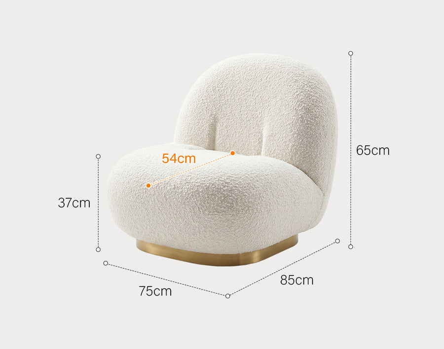 Gubi Pacha Chair, Accent Chair, Boucle With Gold Base