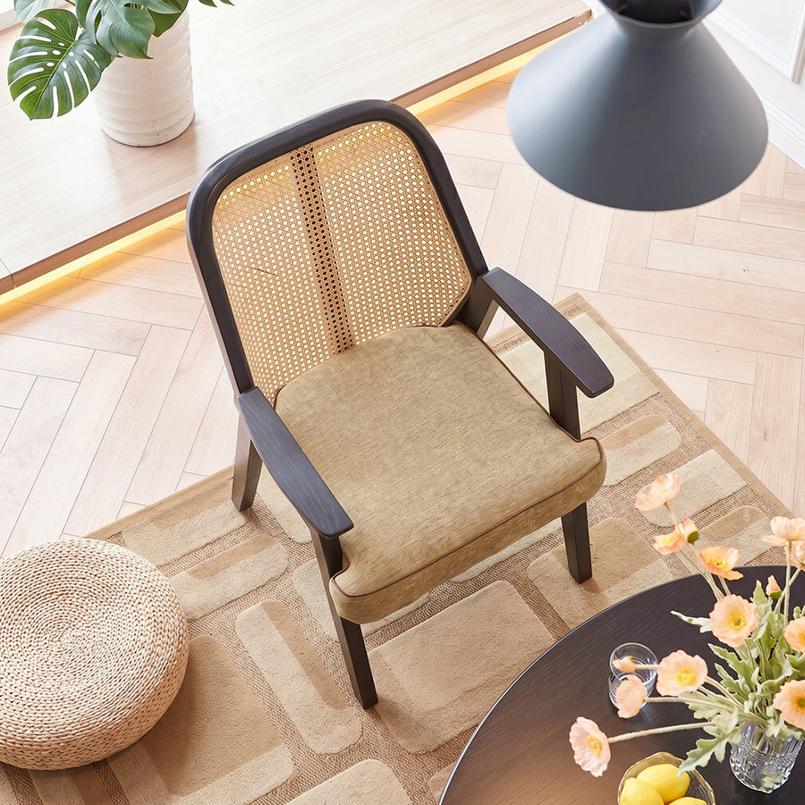 Hellen Rattan Dining Chair, Ash Wood & Cotton Linen