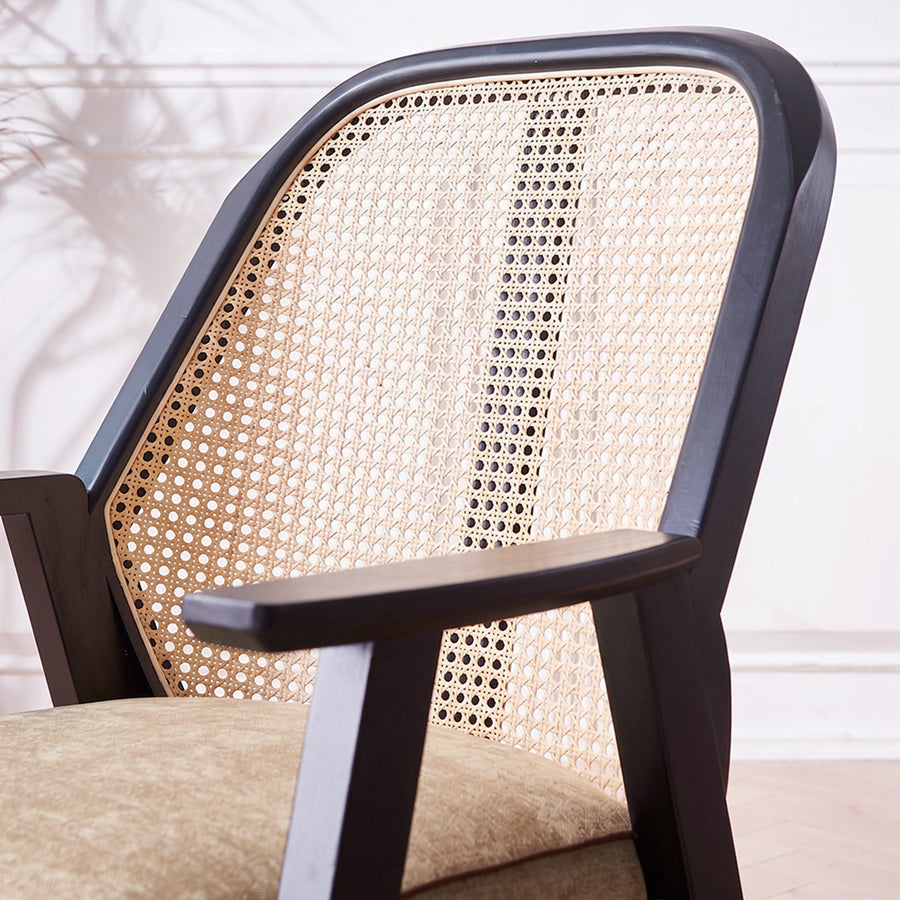 Hellen Rattan Dining Chair, Ash Wood & Cotton Linen