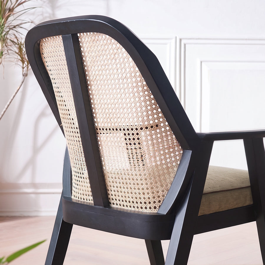 Hellen Rattan Dining Chair, Ash Wood & Cotton Linen