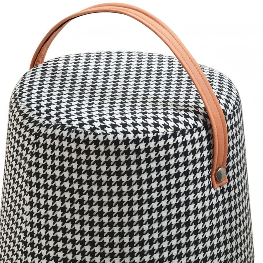 Houndstooth Round Footstool