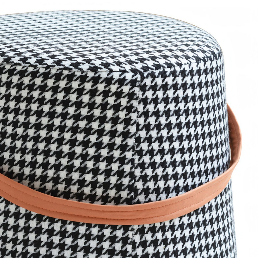 Houndstooth Round Footstool