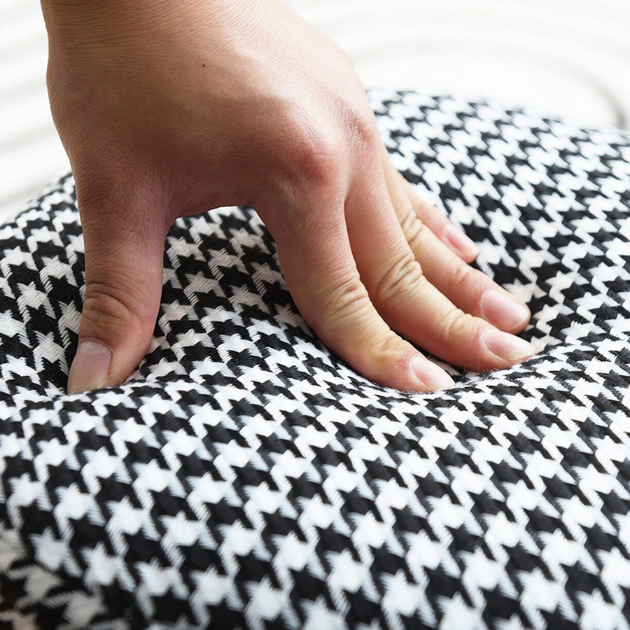 Houndstooth Round Footstool